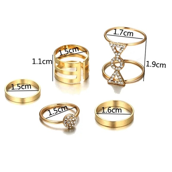 NEW 5 PC SET BOHEMIAN MIDI RING SET - Picture 4 of 6